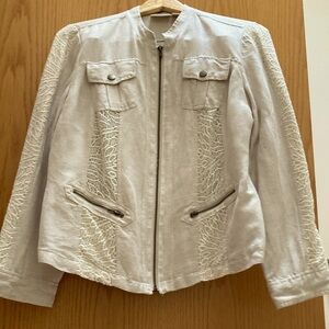 Elegant Ivory Lace-Trimmed Women's Jacket